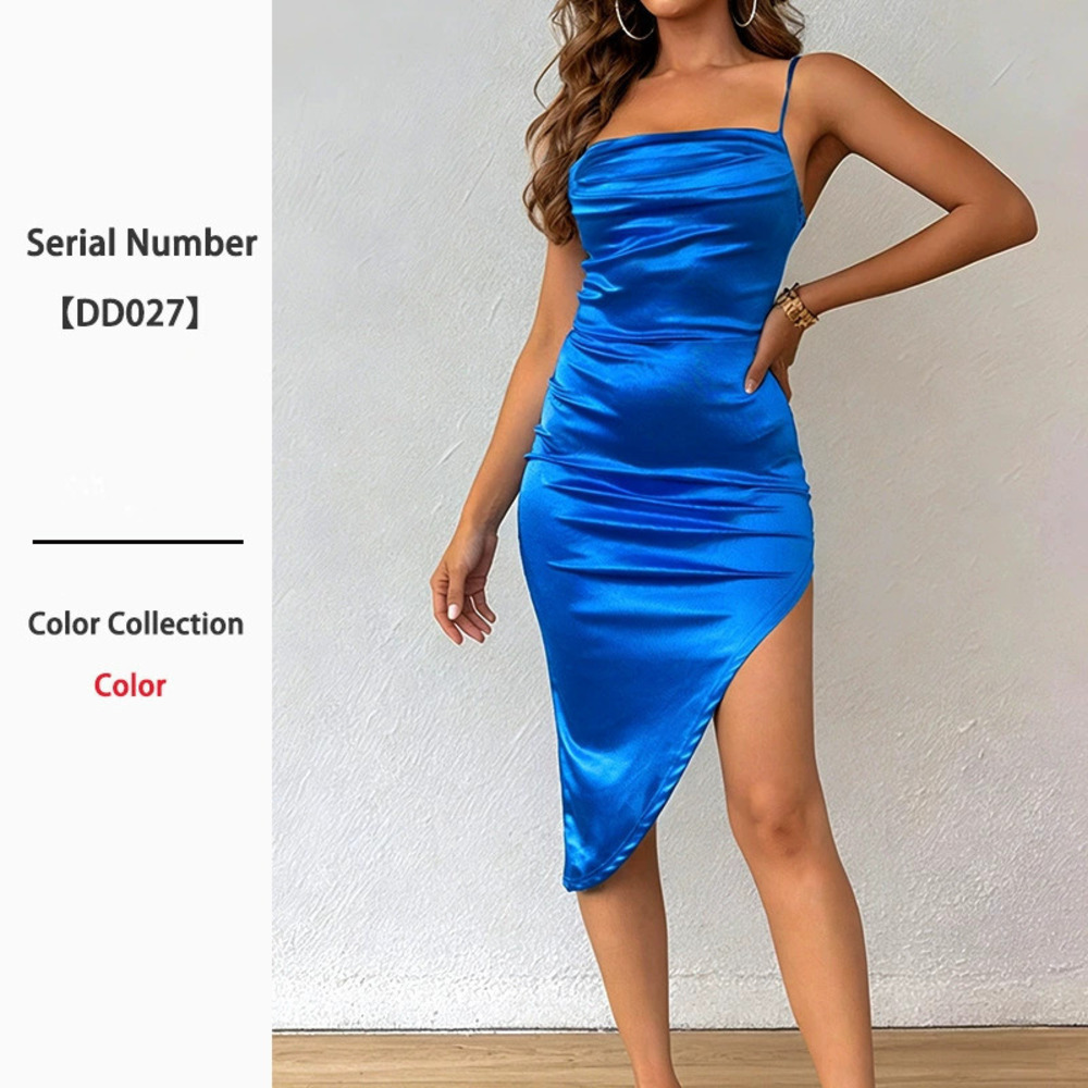 ZARA Chic Sexy Satin Side Slit Strappy Bodycon Dress
